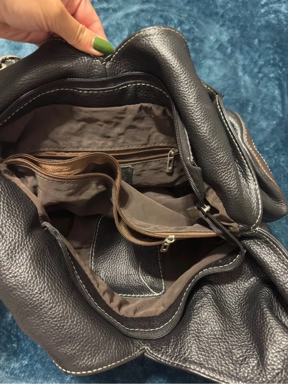 Italian Leather Shoulder Bag in Black and Brown